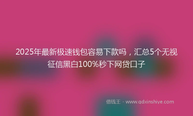 2025年最新极速钱包容易下款吗，汇总5个无视征信黑白100%秒下网贷口子