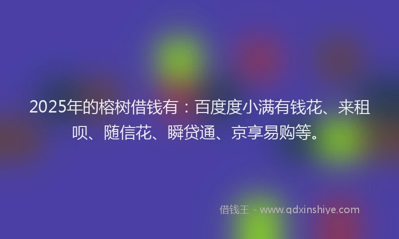 2025年的榕树借钱有：百度度小满有钱花、来租呗、随信花、瞬贷通、京享易购等。