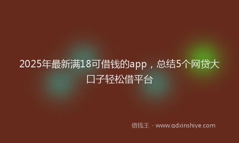 2025年最新满18可借钱的app，总结5个网贷大口子轻松借平台