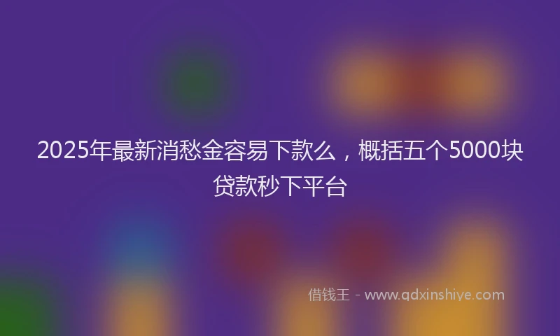 2025年最新消愁金容易下款么，概括五个5000块贷款秒下平台