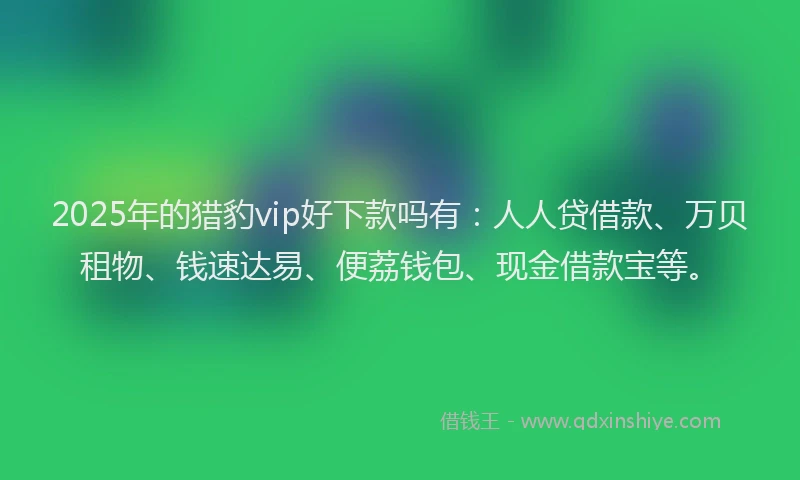 2025年的猎豹vip好下款吗有：人人贷借款、万贝租物、钱速达易、便荔钱包、现金借款宝等。