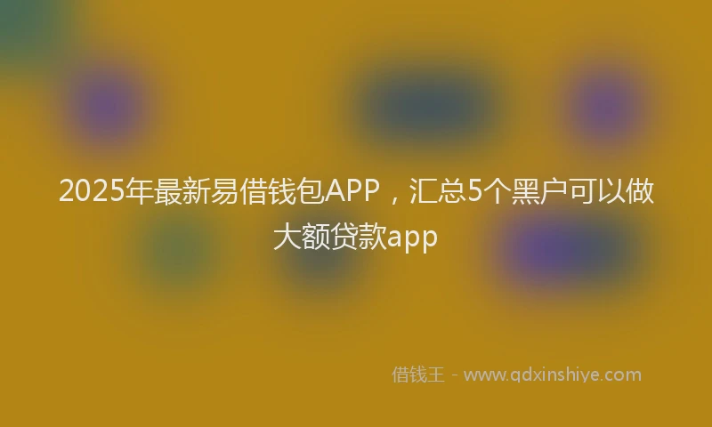 2025年最新易借钱包APP，汇总5个黑户可以做大额贷款app