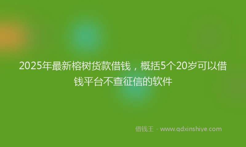 2025年最新榕树货款借钱，概括5个20岁可以借钱平台不查征信的软件