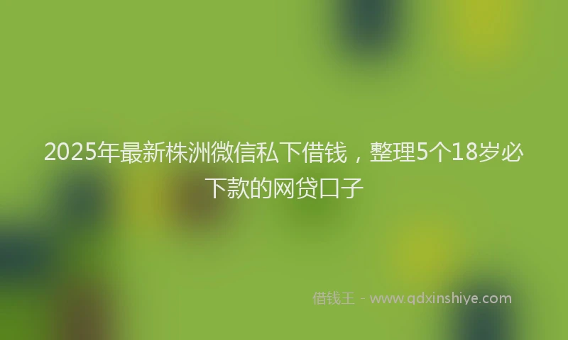 2025年最新株洲微信私下借钱，整理5个18岁必下款的网贷口子