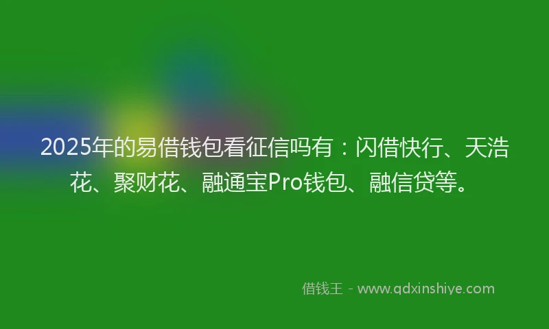 2025年的易借钱包看征信吗有:闪借快行、天浩花、聚财花、融通宝Pro钱包、融信贷等。