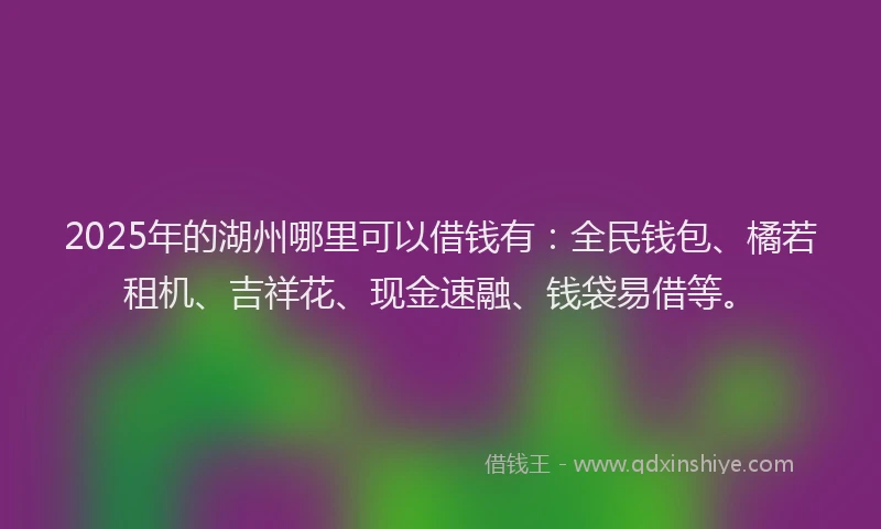 2025年的湖州哪里可以借钱有：全民钱包、橘若租机、吉祥花、现金速融、钱袋易借等。