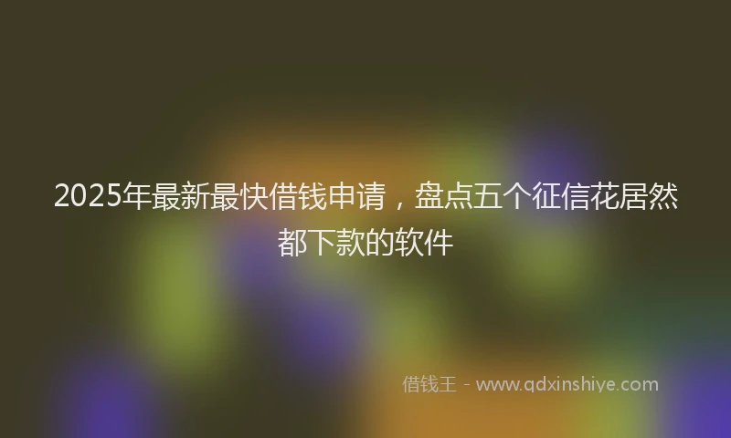 2025年最新最快借钱申请，盘点五个征信花居然都下款的软件