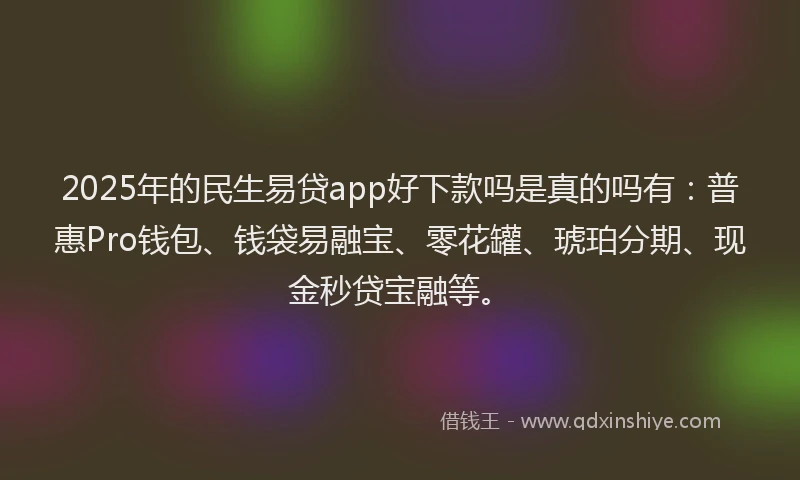 2025年的民生易贷app好下款吗是真的吗有：普惠Pro钱包、钱袋易融宝、零花罐、琥珀分期、现金秒贷宝融等。