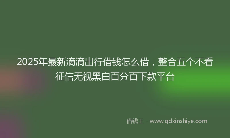 2025年最新滴滴出行借钱怎么借，整合五个不看征信无视黑白百分百下款平台