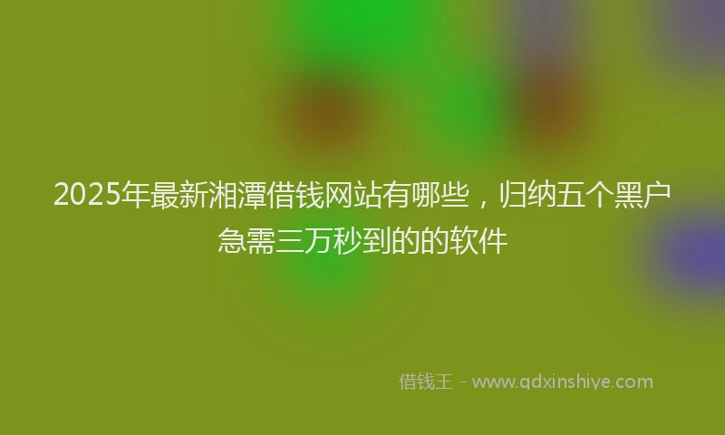 2025年最新湘潭借钱网站有哪些，归纳五个黑户急需三万秒到的的软件