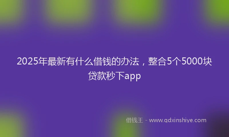 2025年最新有什么借钱的办法，整合5个5000块贷款秒下app