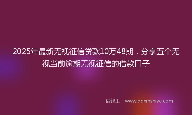 2025年最新无视征信贷款10万48期，分享五个无视当前逾期无视征信的借款口子