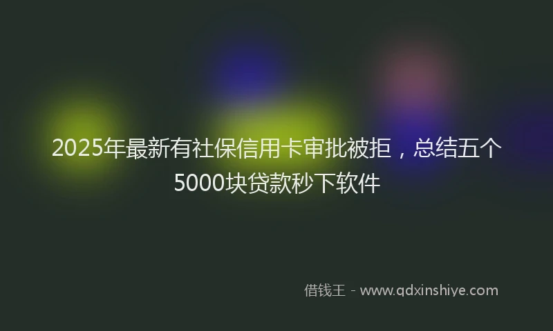 2025年最新有社保信用卡审批被拒，总结五个5000块贷款秒下软件