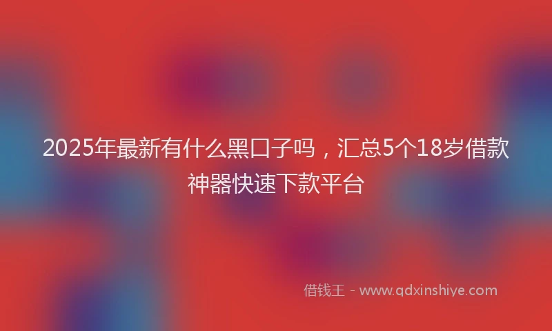2025年最新有什么黑口子吗，汇总5个18岁借款神器快速下款平台