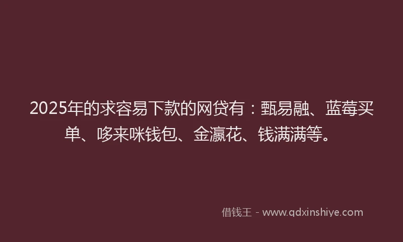 2025年的求容易下款的网贷有：甄易融、蓝莓买单、哆来咪钱包、金瀛花、钱满满等。