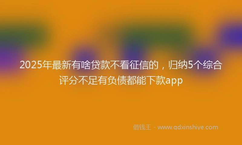 2025年最新有啥贷款不看征信的，归纳5个综合评分不足有负债都能下款app