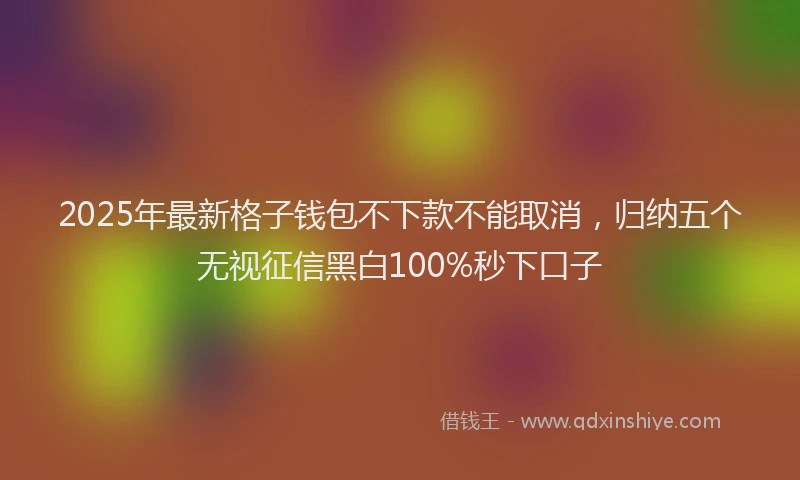 2025年最新格子钱包不下款不能取消，归纳五个无视征信黑白100%秒下口子