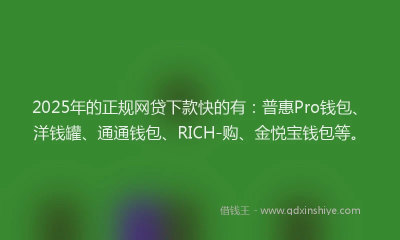 2025年的正规网贷下款快的有：普惠Pro钱包、洋钱罐、通通钱包、RICH-购、金悦宝钱包等。