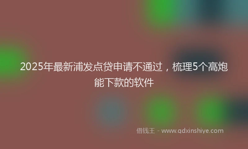 2025年最新浦发点贷申请不通过，梳理5个高炮能下款的软件