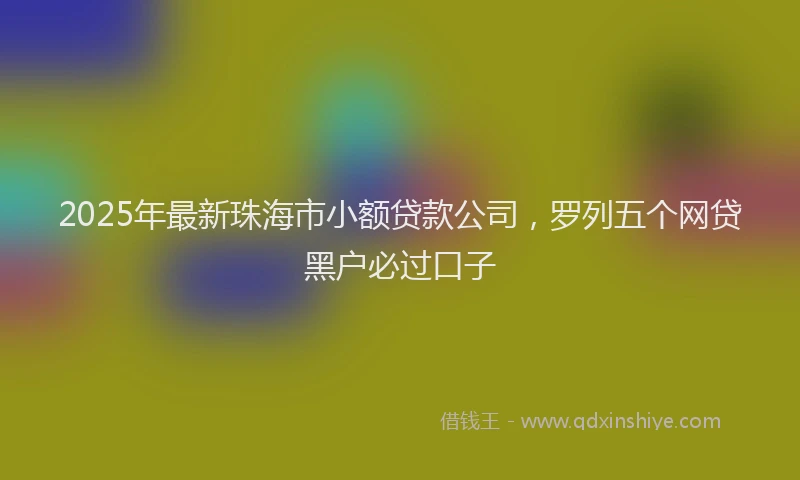 2025年最新珠海市小额贷款公司，罗列五个网贷黑户必过口子
