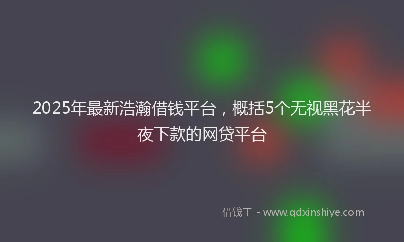 2025年最新浩瀚借钱平台，概括5个无视黑花半夜下款的网贷平台