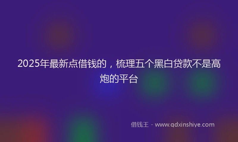 2025年最新点借钱的，梳理五个黑白贷款不是高炮的平台