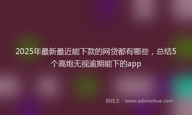 2025年最新最近能下款的网贷都有哪些，总结5个高炮无视逾期能下的app