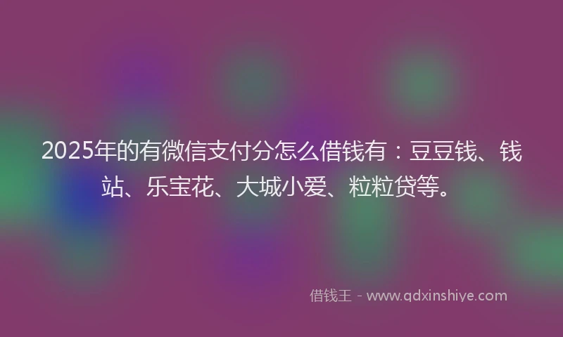 2025年的有微信支付分怎么借钱有：豆豆钱、钱站、乐宝花、大城小爱、粒粒贷等。