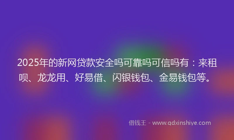 2025年的新网贷款安全吗可靠吗可信吗有：来租呗、龙龙用、好易借、闪银钱包、金易钱包等。