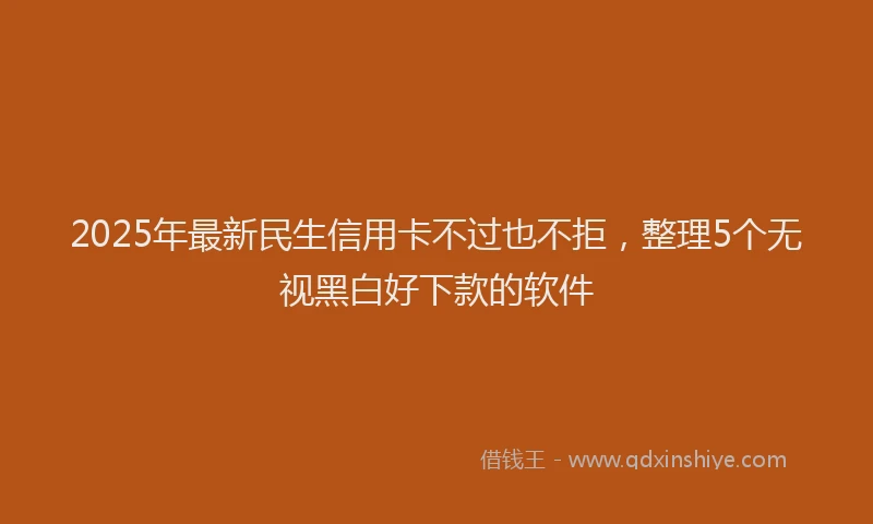2025年最新民生信用卡不过也不拒，整理5个无视黑白好下款的软件