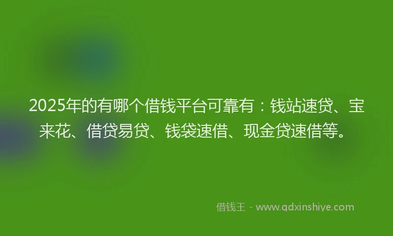 2025年的有哪个借钱平台可靠有：钱站速贷、宝来花、借贷易贷、钱袋速借、现金贷速借等。