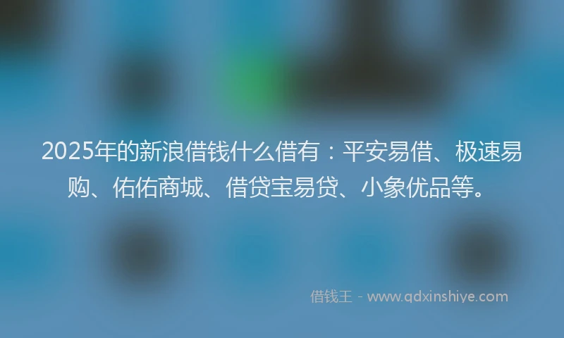 2025年的新浪借钱什么借有：平安易借、极速易购、佑佑商城、借贷宝易贷、小象优品等。