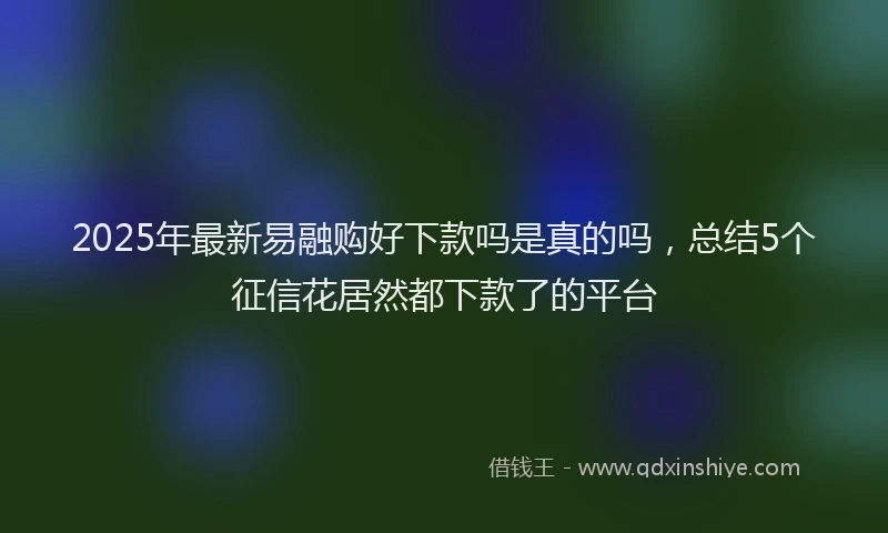 2025年最新易融购好下款吗是真的吗，总结5个征信花居然都下款了的平台