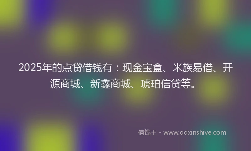 2025年的点贷借钱有：现金宝盒、米族易借、开源商城、新鑫商城、琥珀信贷等。