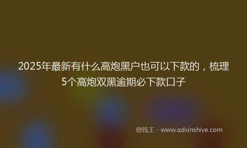 2025年最新有什么高炮黑户也可以下款的，梳理5个高炮双黑逾期必下款口子