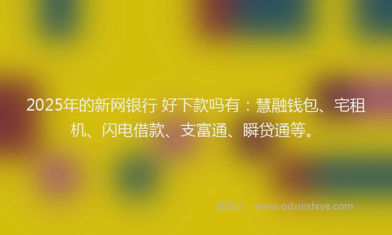 2025年的新网银行 好下款吗有：慧融钱包、宅租机、闪电借款、支富通、瞬贷通等。