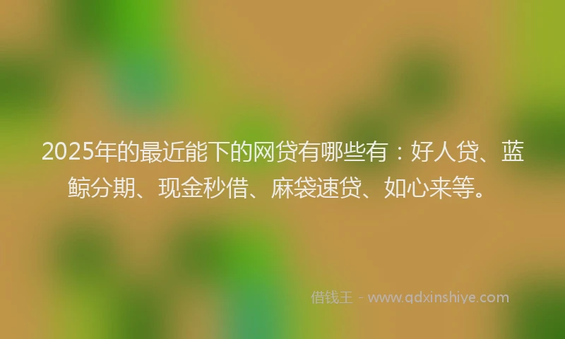 2025年的最近能下的网贷有哪些有：好人贷、蓝鲸分期、现金秒借、麻袋速贷、如心来等。