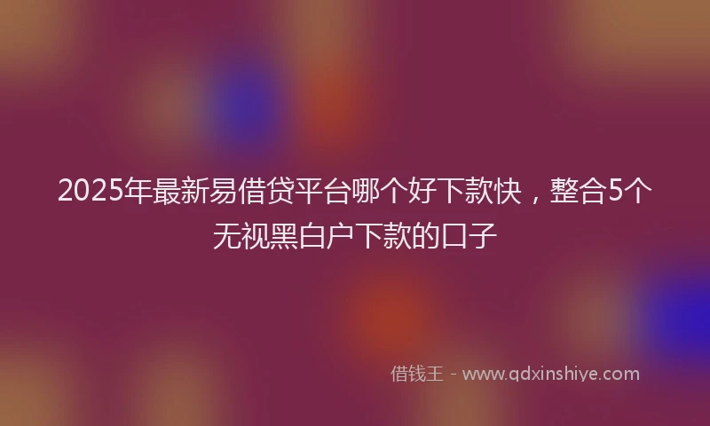2025年最新易借贷平台哪个好下款快，整合5个无视黑白户下款的口子