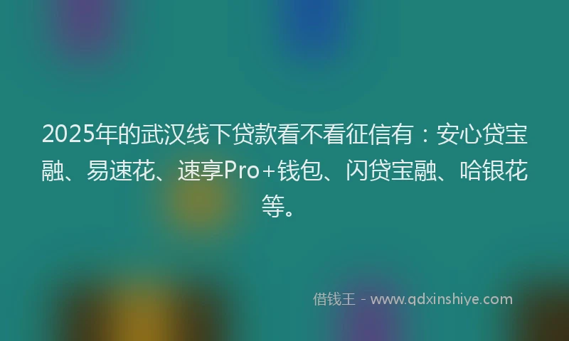 2025年的武汉线下贷款看不看征信有：安心贷宝融、易速花、速享Pro+钱包、闪贷宝融、哈银花等。