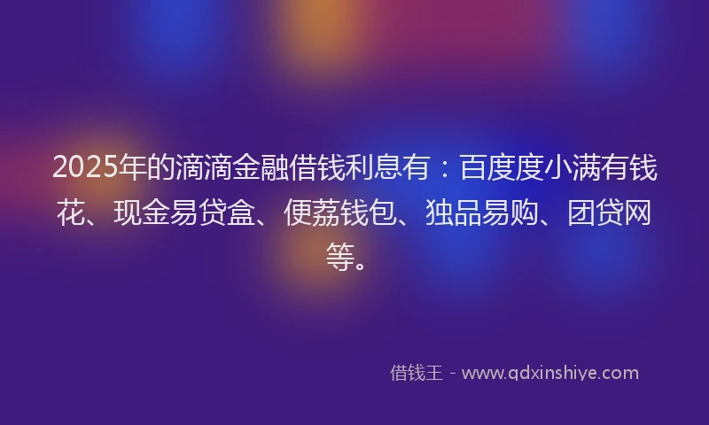 2025年的滴滴金融借钱利息有：百度度小满有钱花、现金易贷盒、便荔钱包、独品易购、团贷网等。