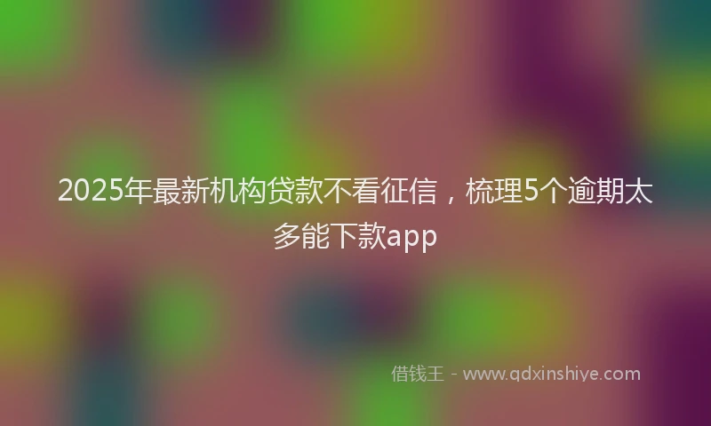 2025年最新机构贷款不看征信，梳理5个逾期太多能下款app