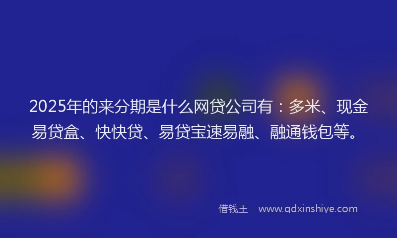 2025年的来分期是什么网贷公司有：多米、现金易贷盒、快快贷、易贷宝速易融、融通钱包等。
