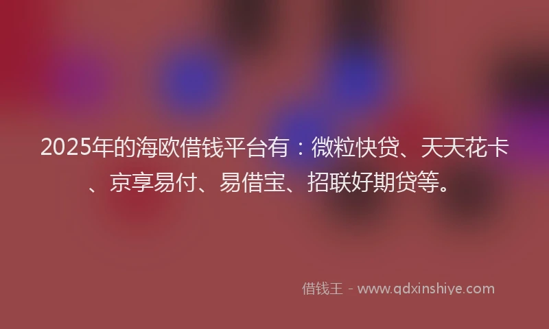 2025年的海欧借钱平台有：微粒快贷、天天花卡、京享易付、易借宝、招联好期贷等。