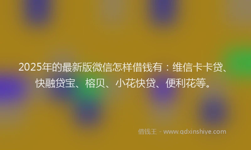 2025年的最新版微信怎样借钱有：维信卡卡贷、快融贷宝、榕贝、小花快贷、便利花等。