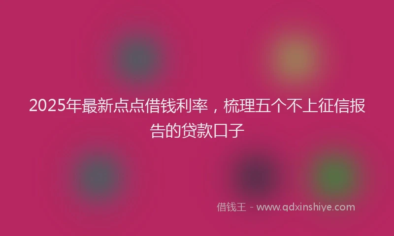 2025年最新点点借钱利率，梳理五个不上征信报告的贷款口子