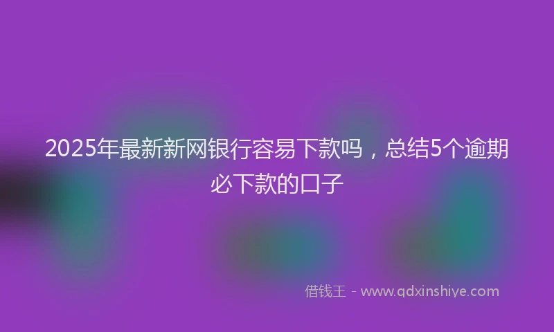2025年最新新网银行容易下款吗，总结5个逾期必下款的口子