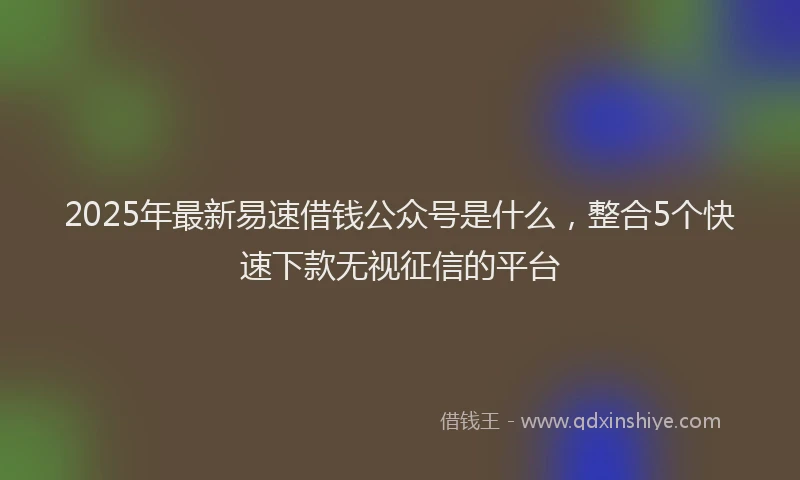 2025年最新易速借钱公众号是什么，整合5个快速下款无视征信的平台