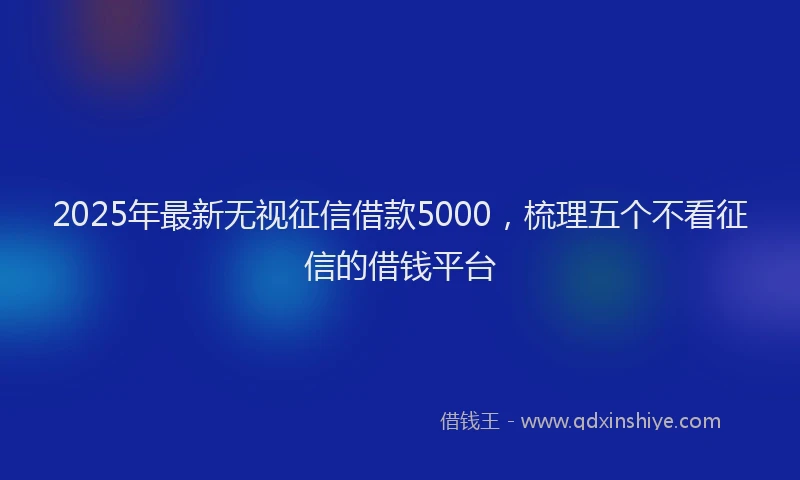 2025年最新无视征信借款5000，梳理五个不看征信的借钱平台