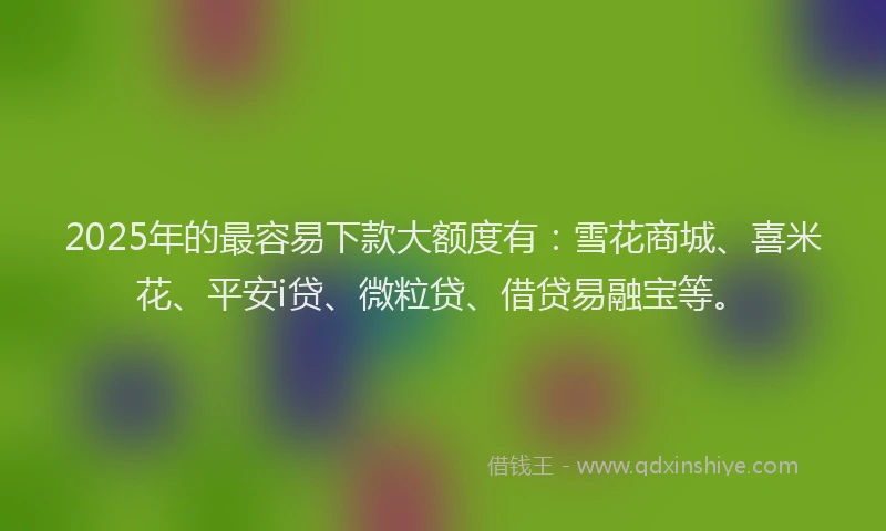 2025年的最容易下款大额度有：雪花商城、喜米花、平安i贷、微粒贷、借贷易融宝等。