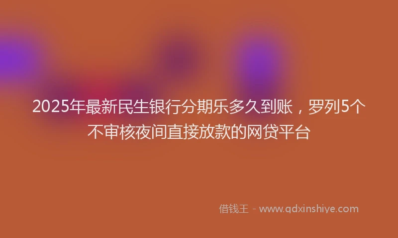 2025年最新民生银行分期乐多久到账，罗列5个不审核夜间直接放款的网贷平台